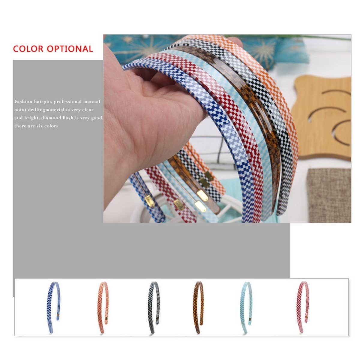 VINTAGE ACETATE HOUNDSTOOTH HEADBAND HAIRPIN