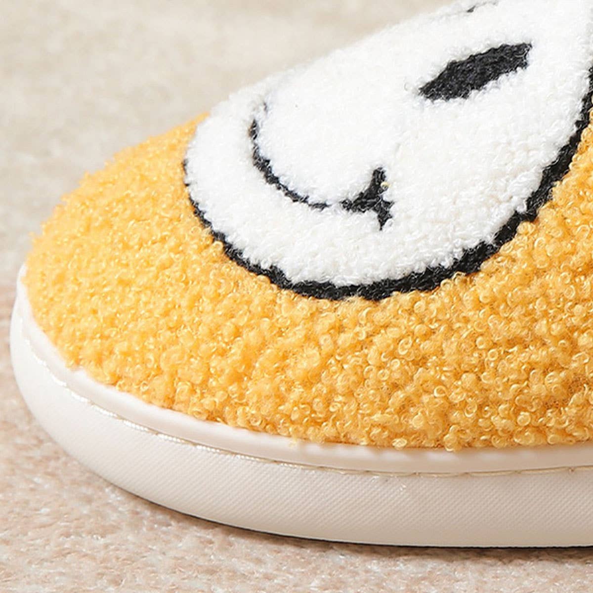 Cute Cartoon Smiling Face Fabric Slippers