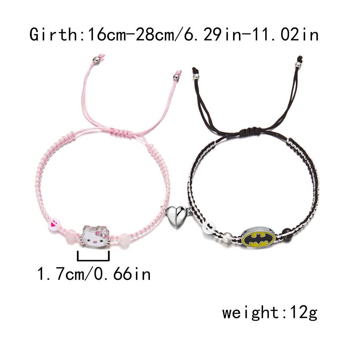 CWAJE2505_HALLOWEEN WOVEN HEART MAGNETIC COUPLE BRACELET