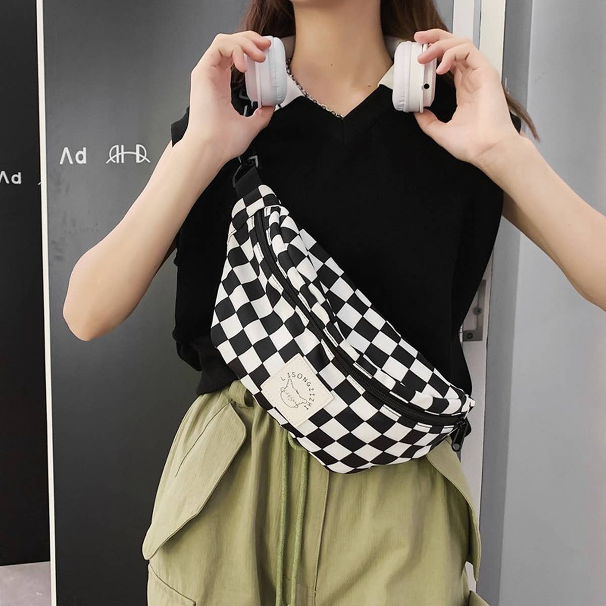 RETRO CLASSIC CONTRAST PLAID SHOULDER BAG_CWAB1605