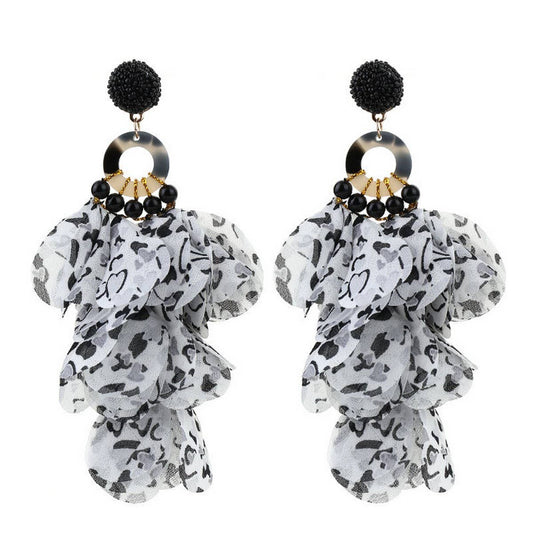 Handmade Floral Tassel Earrings Long Bold Design