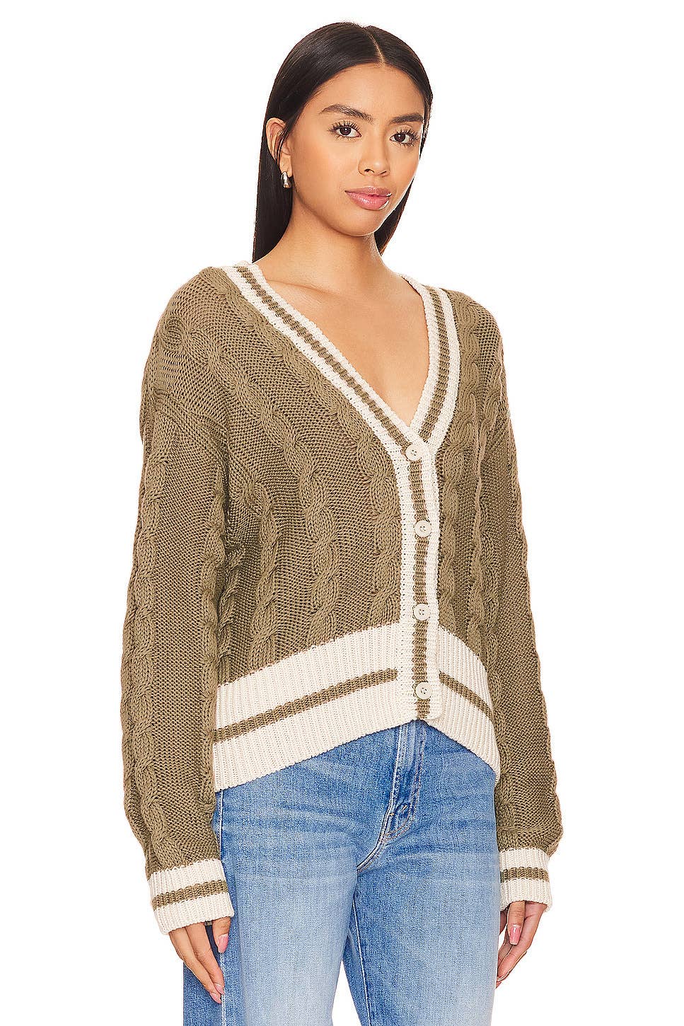 V-NECK MATCHING COLOR TWIST LOOSE CARDIGAN COAT