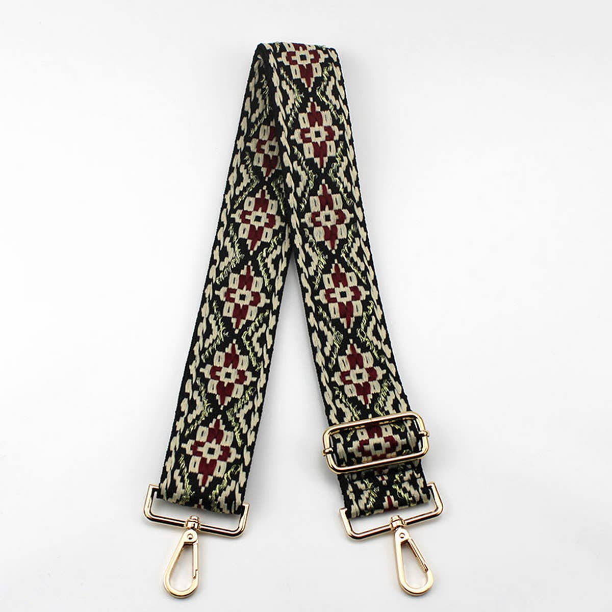 GEOMETRIC EMBROIDERY ADJUSTABLE BAG STRAP