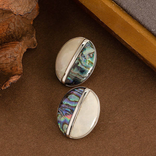 VINTAGE NATURAL COLORFUL ABALONE EARRINGS