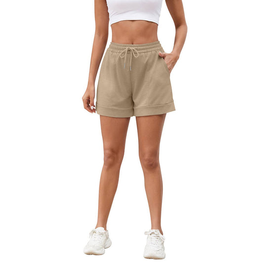 Casual knit breathable drawstring pocket shorts