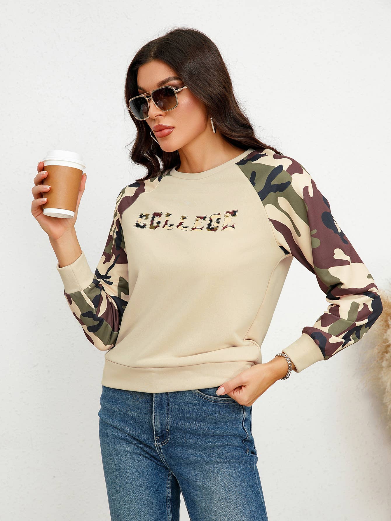 WOMEN'S CASUAL CAMOUFLAGE HOODIE PULLOVER