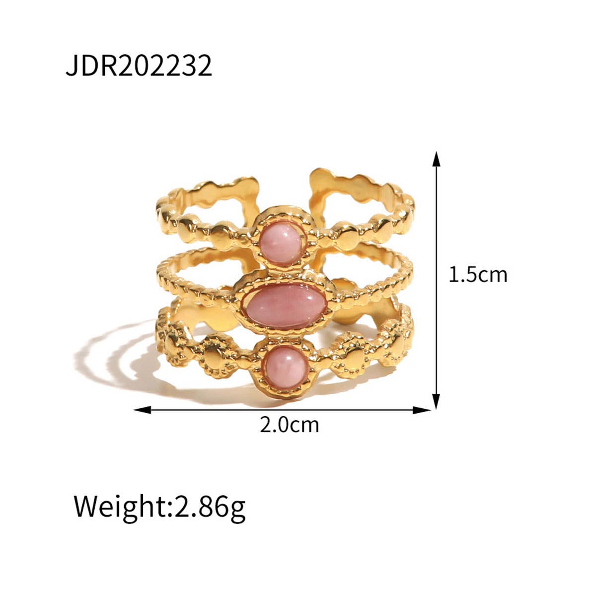 GOLD STAINLESS STEEL INLAID NATURAL STONE RINGS
