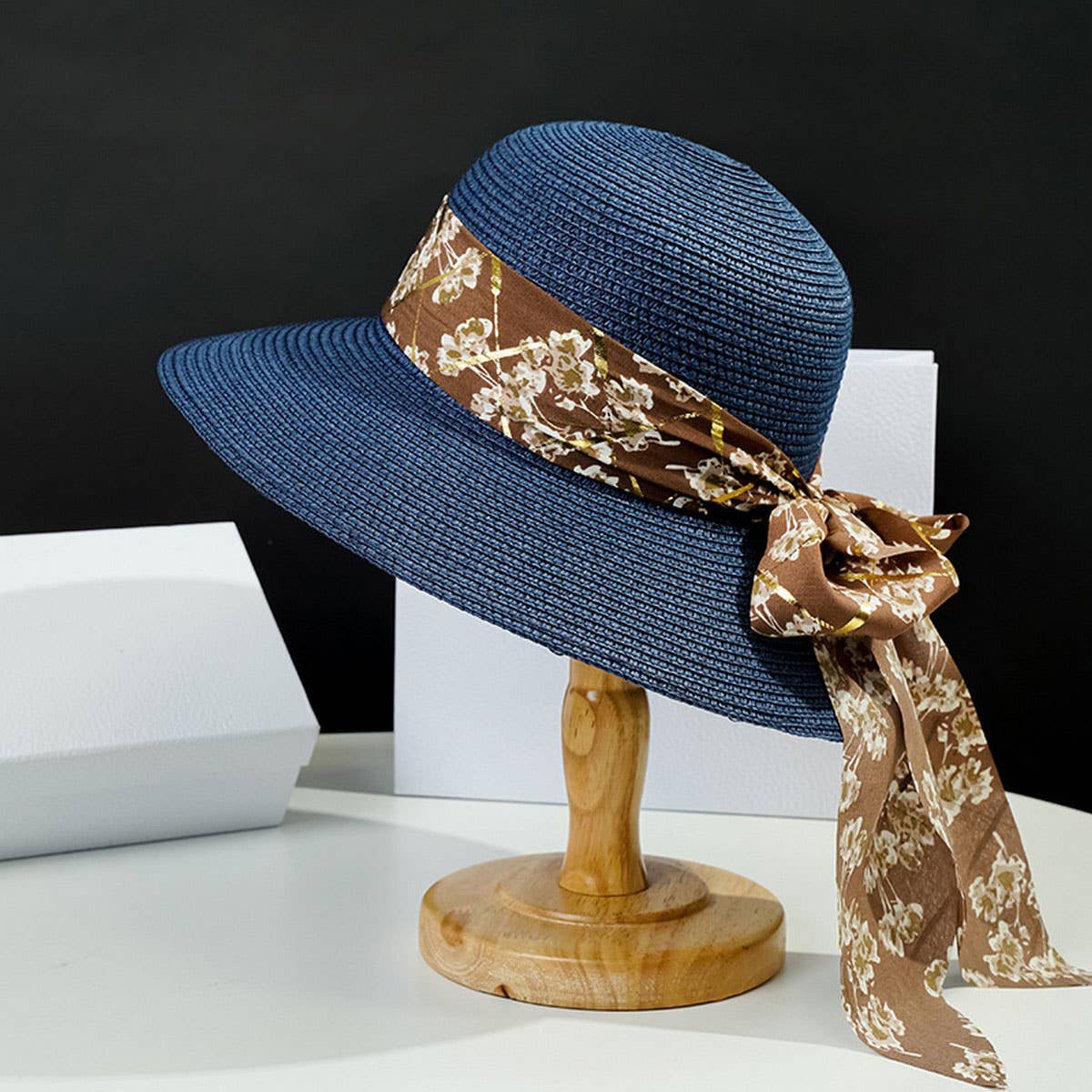 Summer outdoor fashion floral bow straw hat_CWAH3437