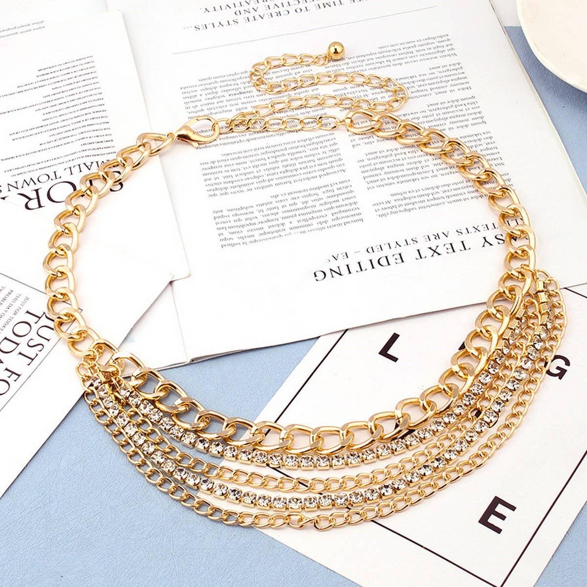 MULTI LAYER DIAMOND STUDDED RETRO WAIST CHAIN