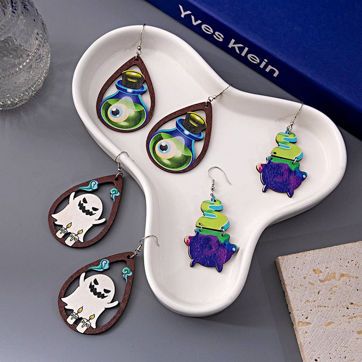 HALLOWEEN PARTY CREATIVE WOODEN EARRINGS