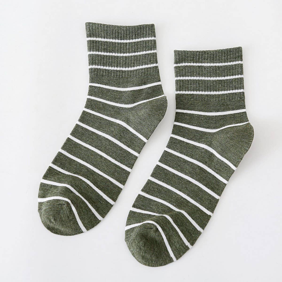 NEW ALL-MATCH SOLID COLOR STRIPED MID-CALF SOCKS