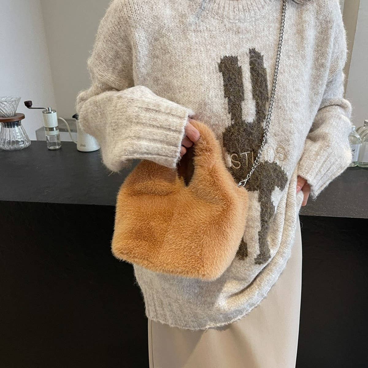 WINTER IMITATION REX RABBIT FUR HANDBAG PLUSH_CWAB3958