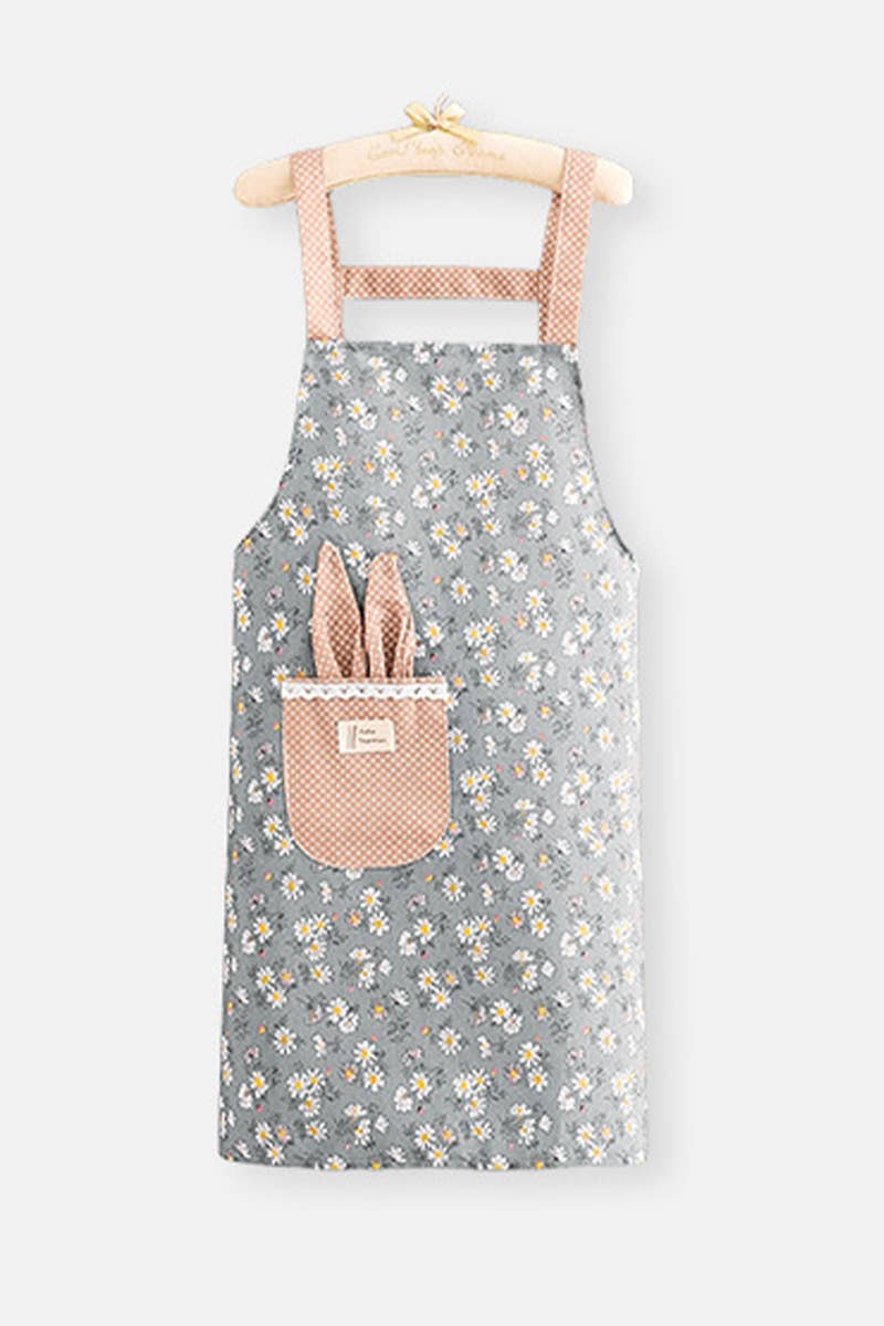 CWMM8271_HOUSEHOLD ANTI-OIL BREATHABLE FLORAL APRON COAT