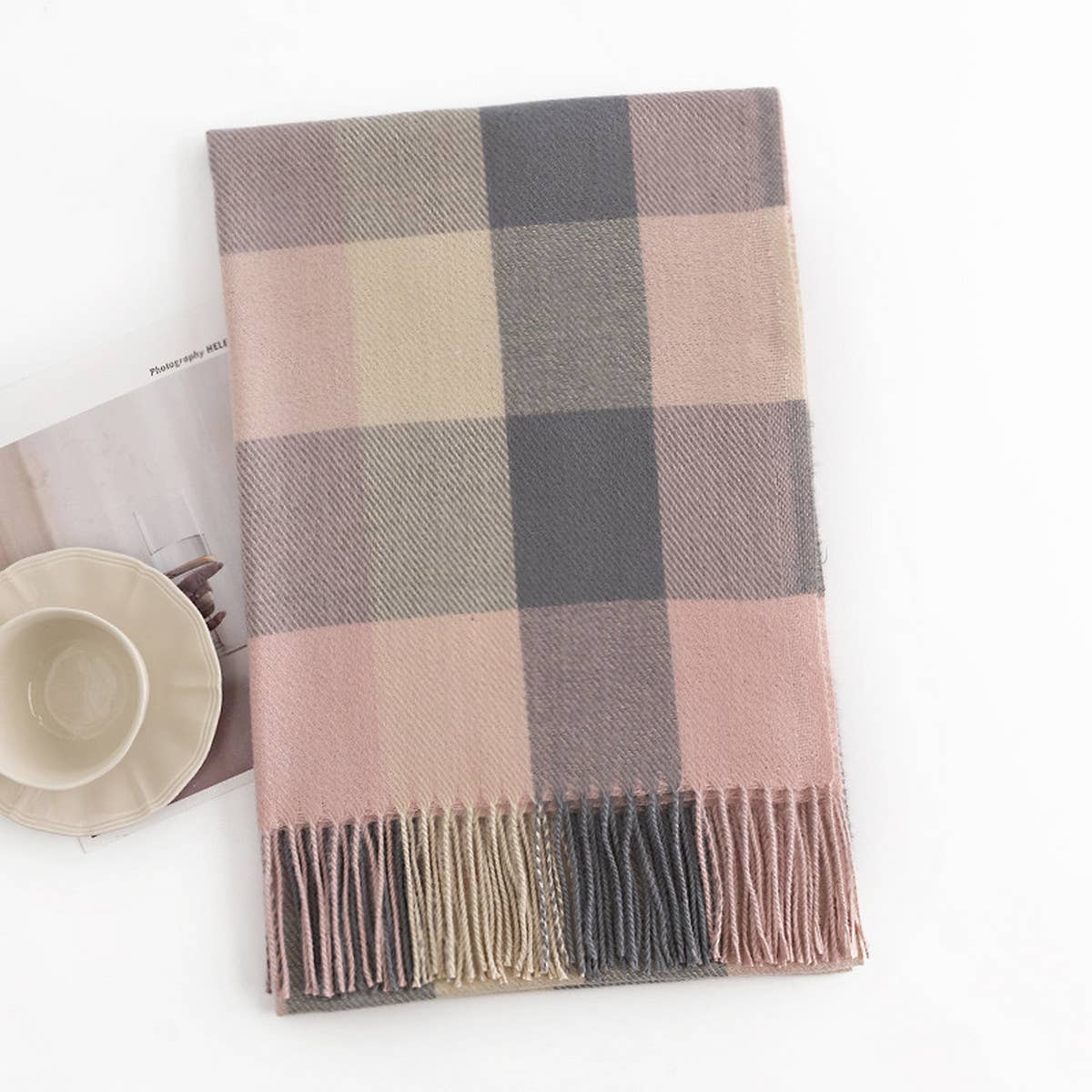 Melange Plaid Scarf ? Soft Faux Cashmere Fall Wrap