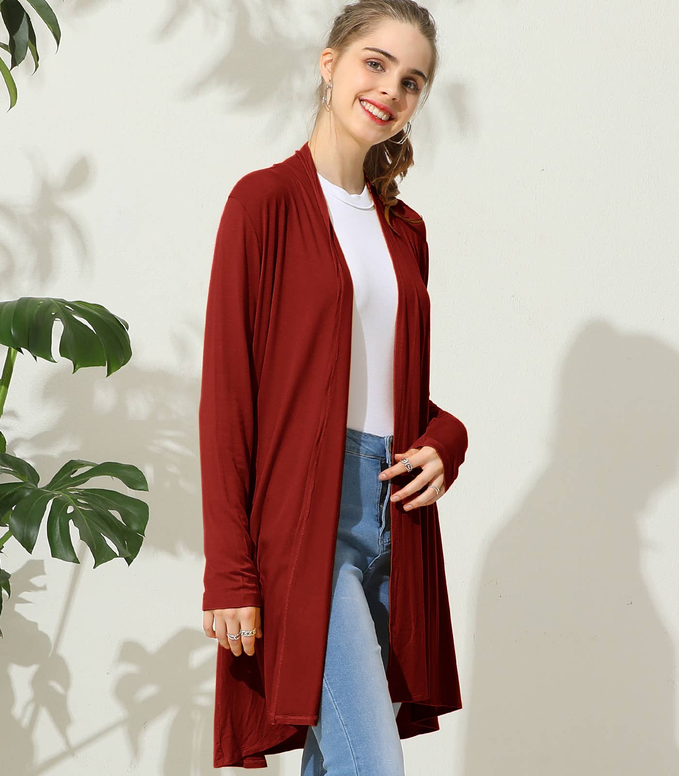 AWTL074_Long Sleeve Casual Open Front Long Cardigan