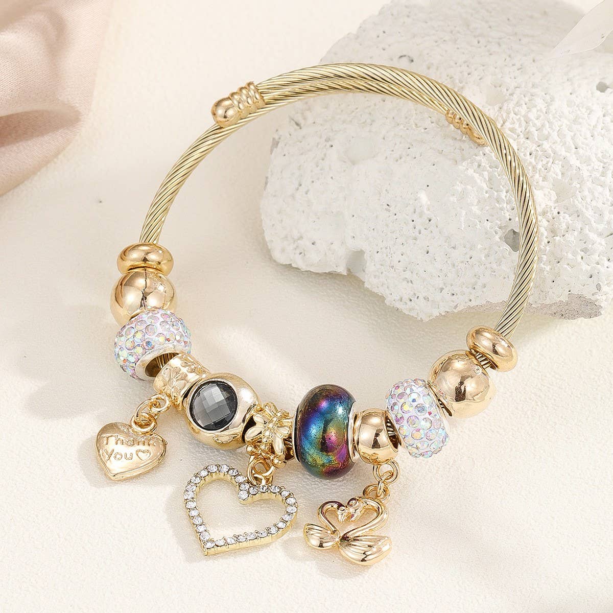 Fashion Gold Steel Bracelet, Fade-Resistant_CWMM8484