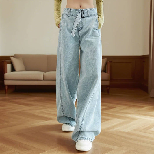 High street girls pair wide-leg jeans with belts