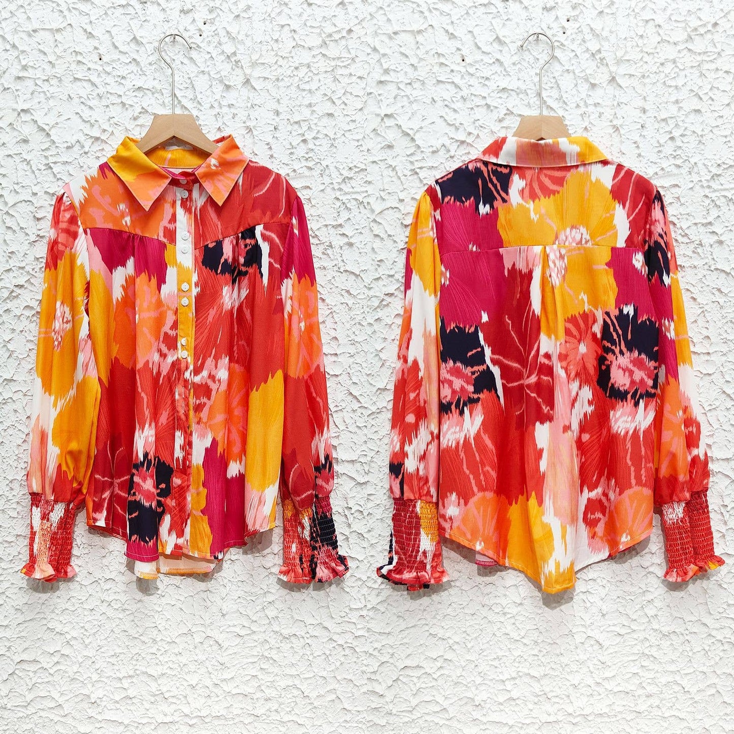 LONG SLEEVE FASHION PRINT ELEGANT LAPEL SHIRT