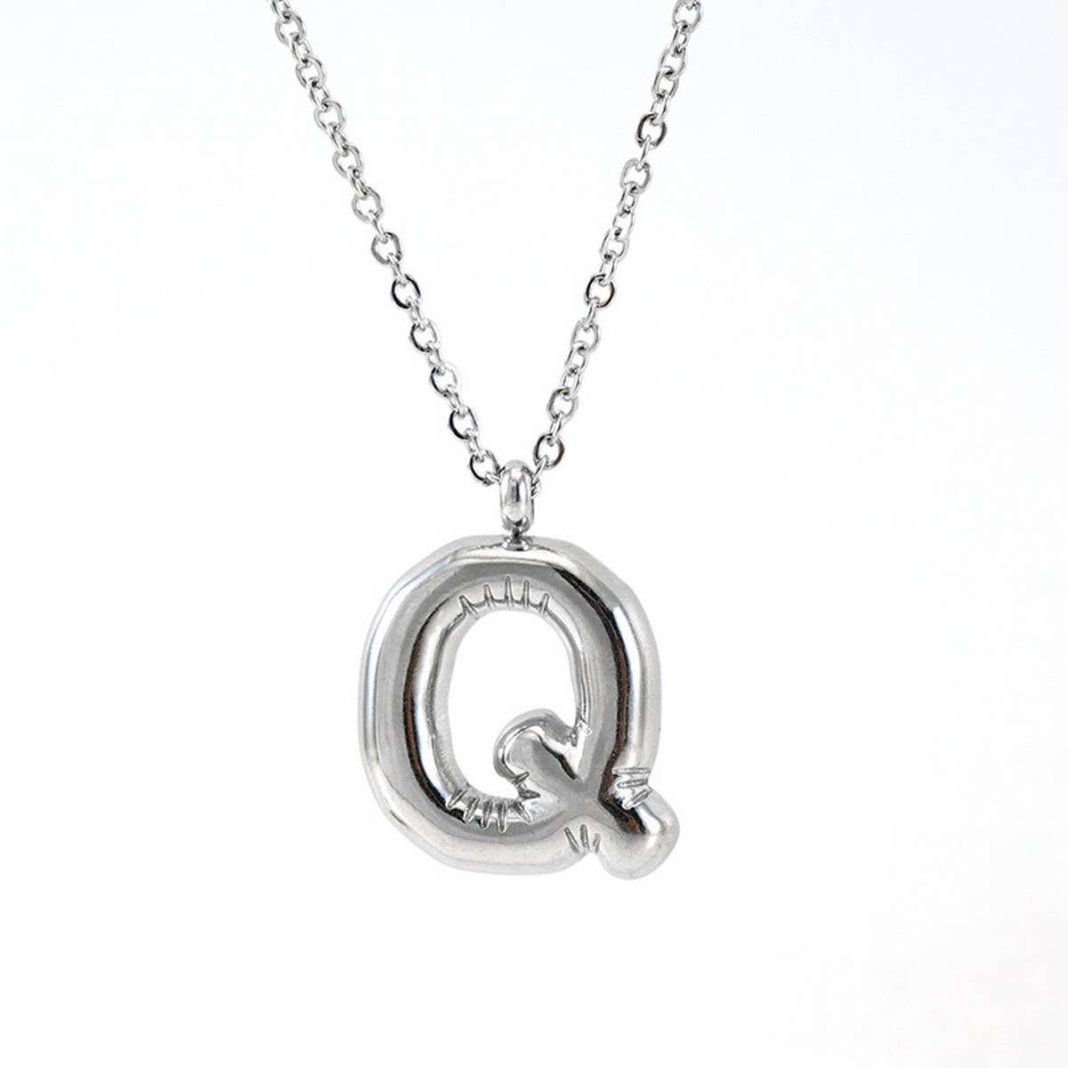 CWAJE1946_Steel Color Bubble Letter Necklace