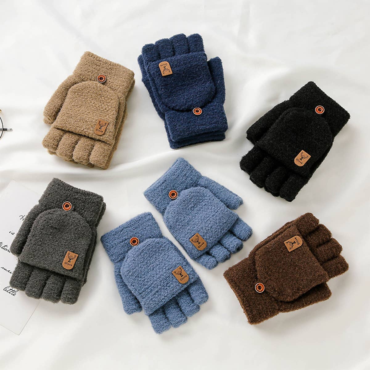 Men¡¯s Winter Flip Mittens Knit Half Full Finger_CWAG0524