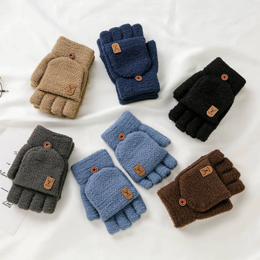 Men¡¯s Winter Flip Mittens Knit Half Full Finger_CWAG0524