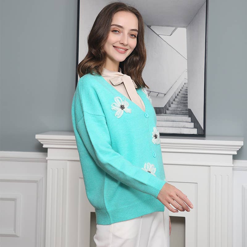 LONG SLEEVE EMBROIDERED LOOSE FASHION CARDIGAN