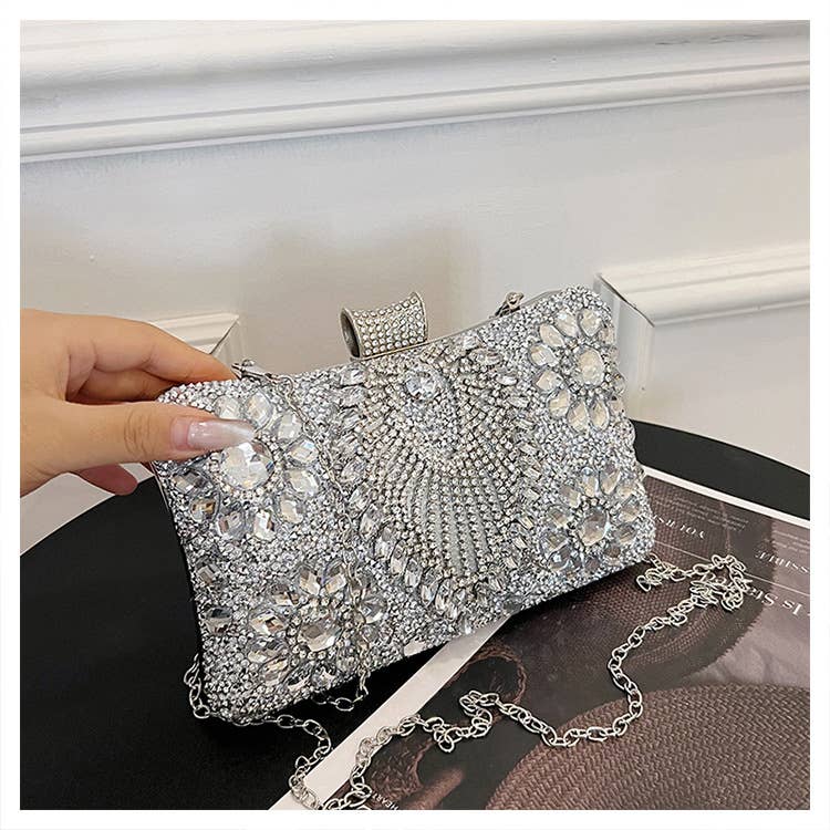 Fashionable rhinestone retro single-shoulder bag