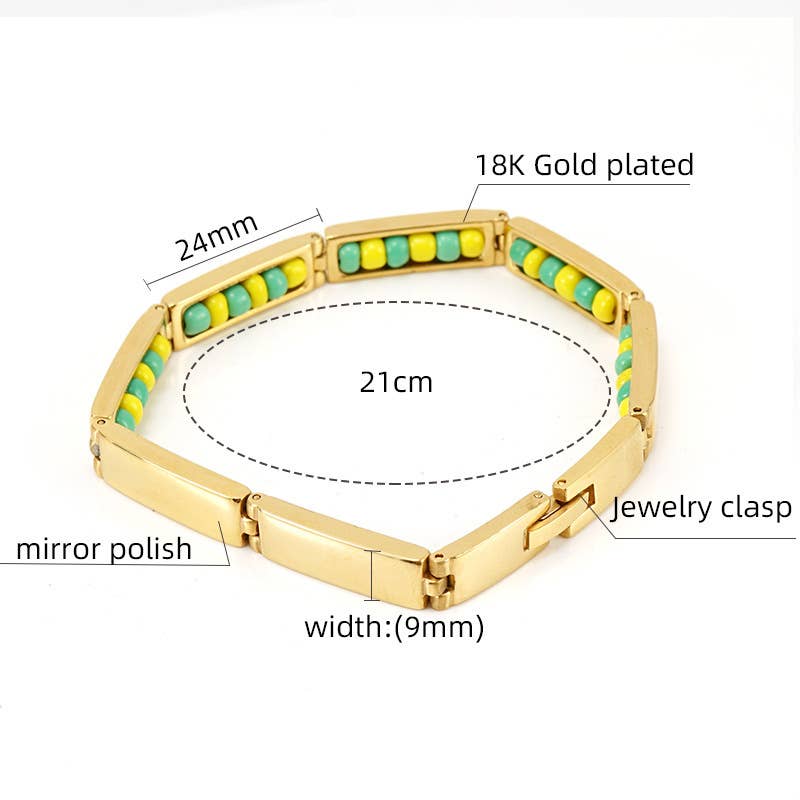 18K TITANIUM STEEL ALL-MATCHING BEAD BRACELET