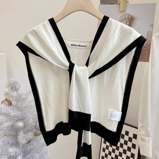 CWASC03119_KNIT CROSS SHAWL CAPE SCARF FOR WOMEN