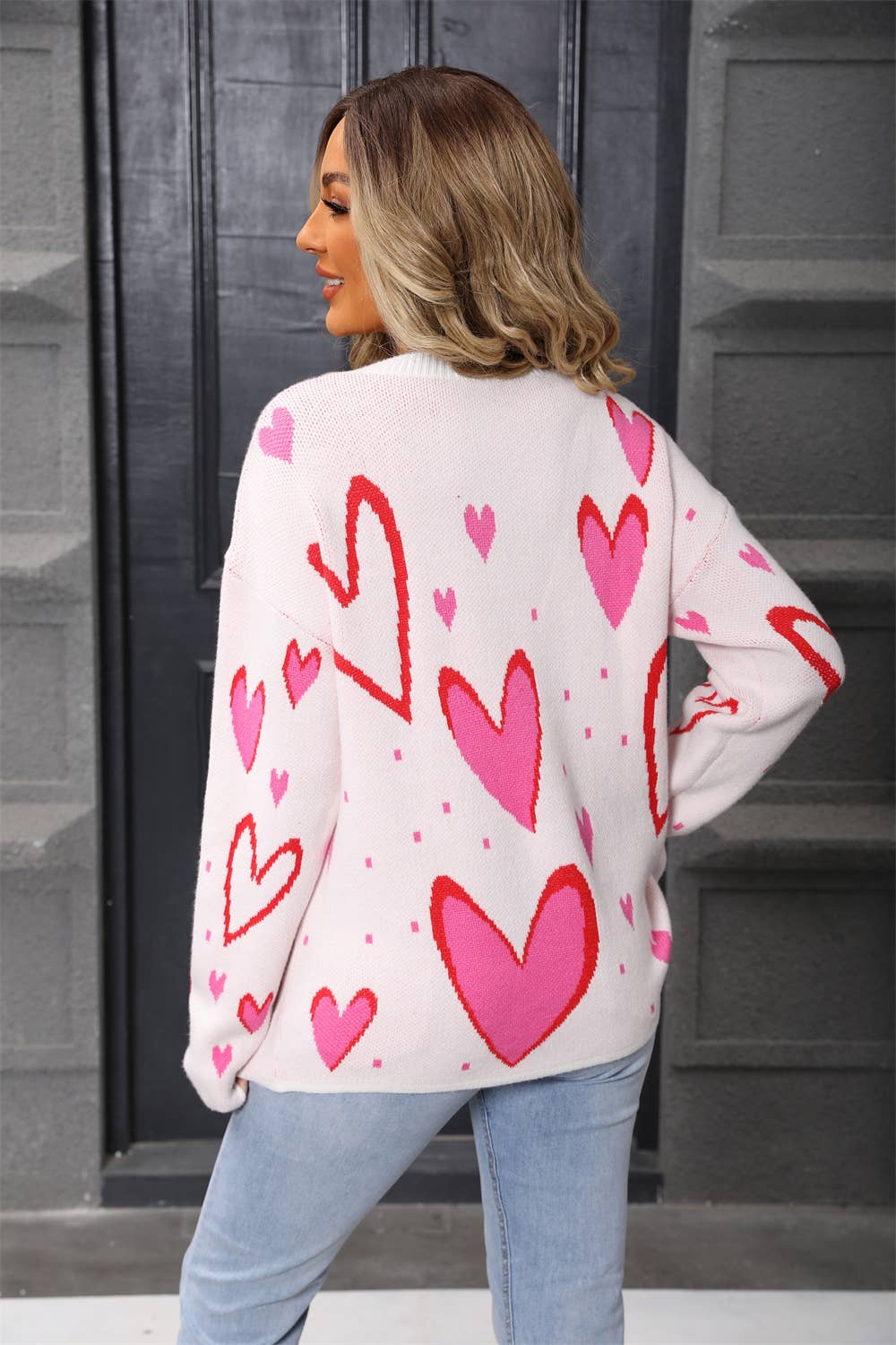 Valentine's Day love jacquard loose knitwear