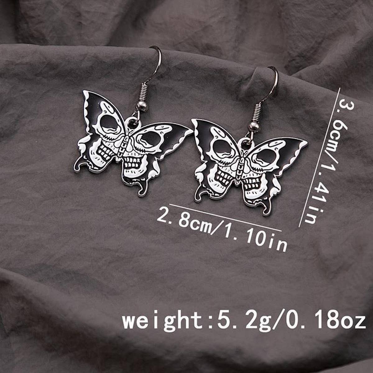 HALLOWEEN SKULL DARK BUTTERFLY EARRINGS