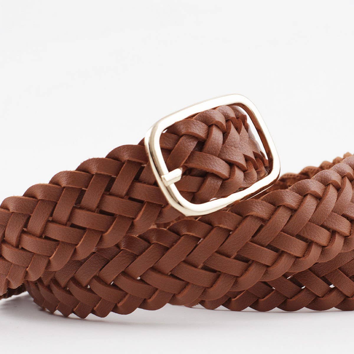 CWABE0385_SQUARE BUCKLE HANDWOVEN THIN BELT FOR WOMEN