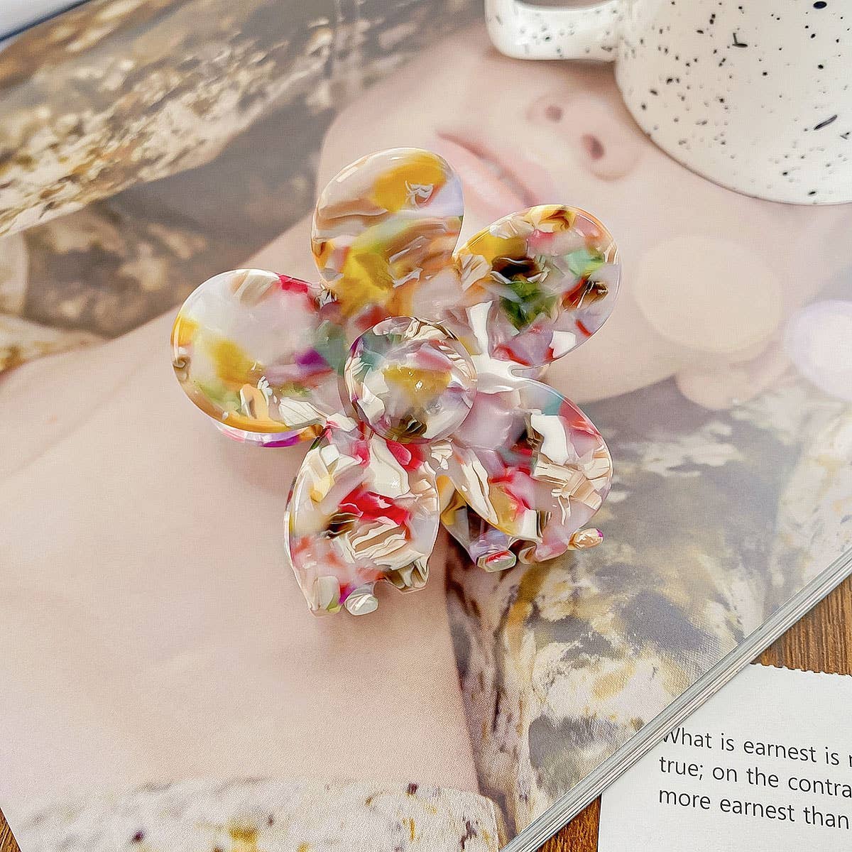 2.7" Flower Tortoise Shell Hair Claw Clips_CWAHA0383