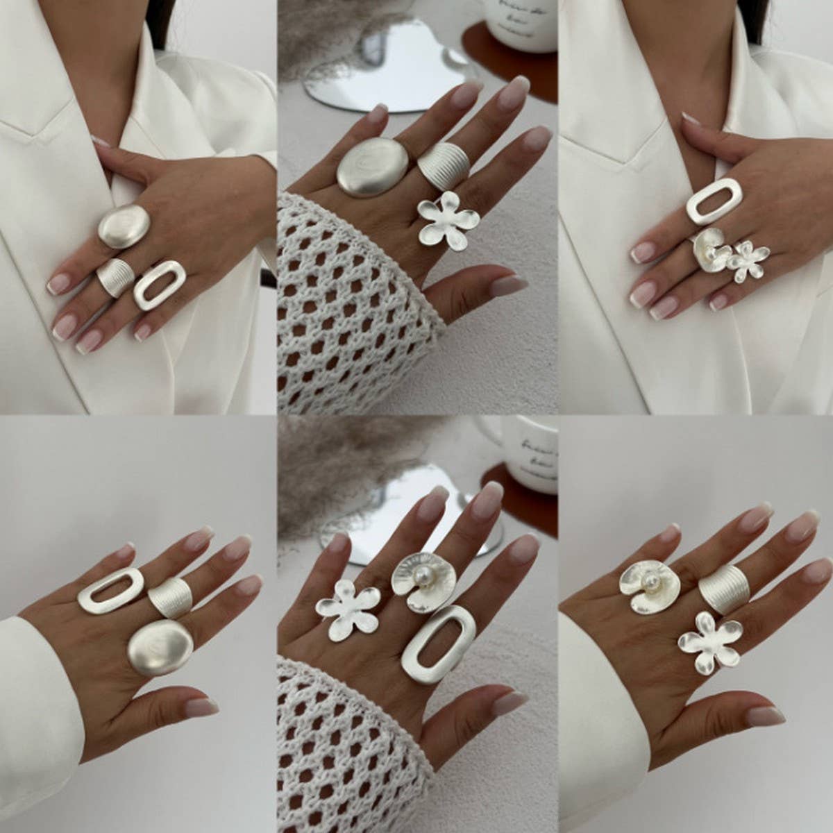 MINIMALIST ELASTIC ADJUSTMENT FLOWER ALLOY RING