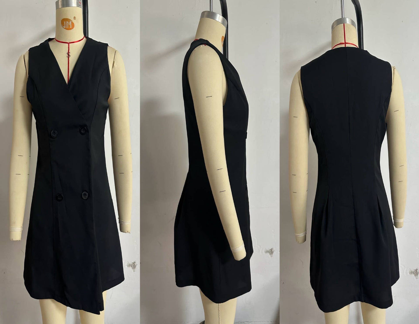 Street fashion solid-color sleeveless slim dress