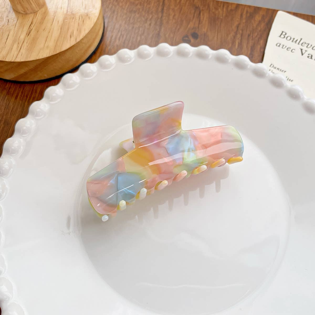 Acetate board style candy-colored hair clip