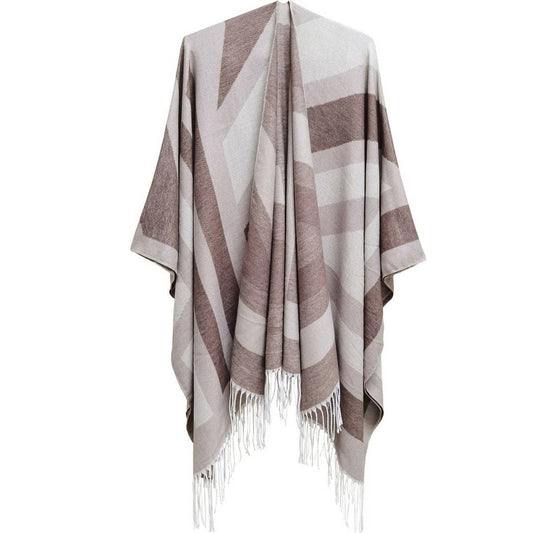 GEOMETRIC TASSEL SPLIT WARM SHAWL