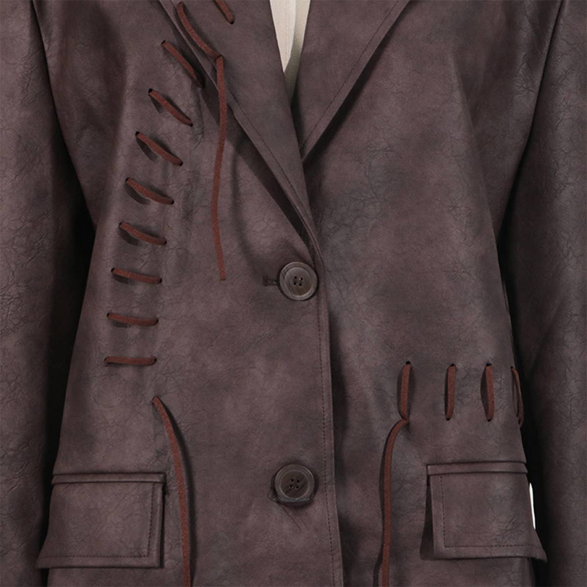 Chic Asymmetric Blazer with Ruched Drawstring_CWOCO1243