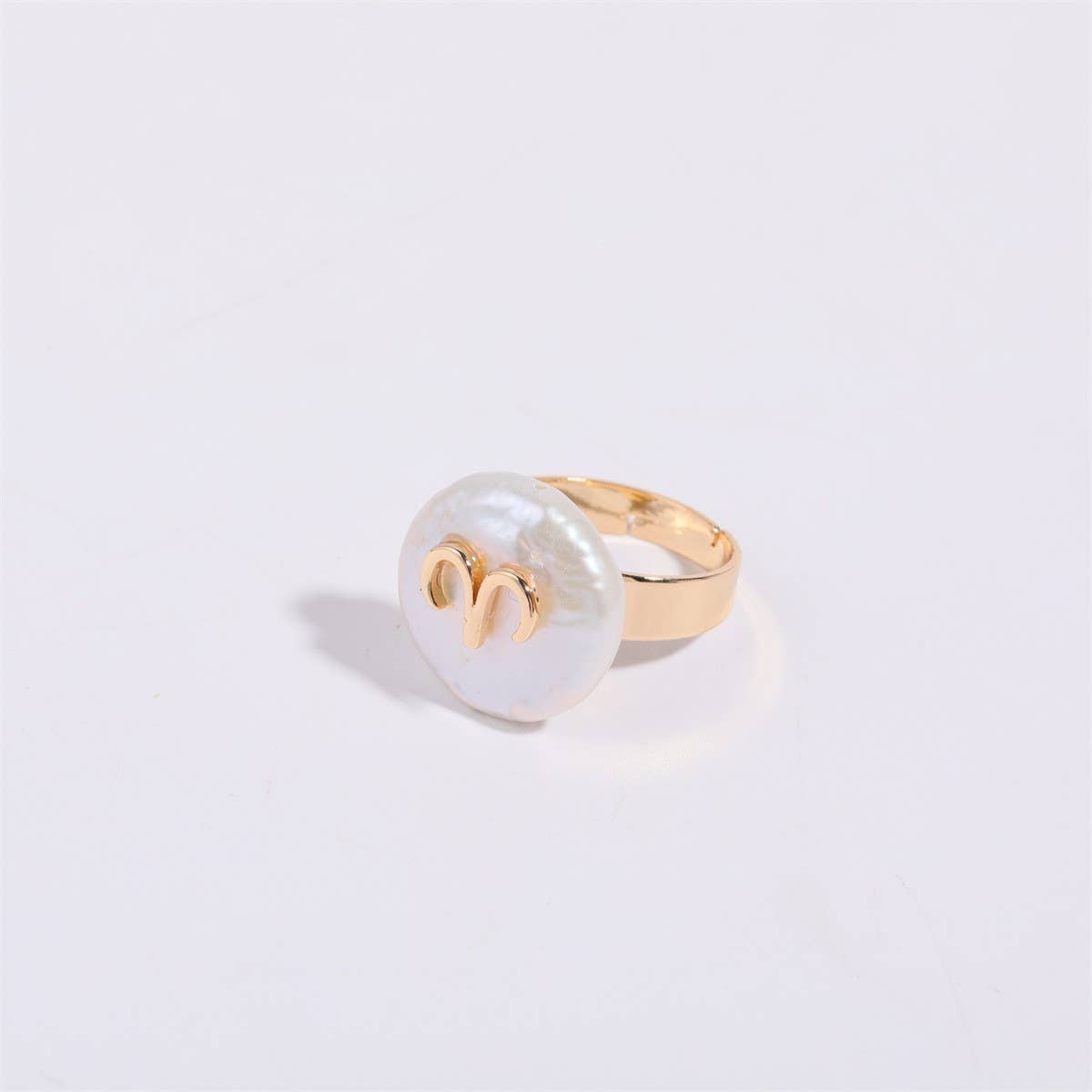 12 Zodiac Signs Irregular Pearl Rings_CWMM5742