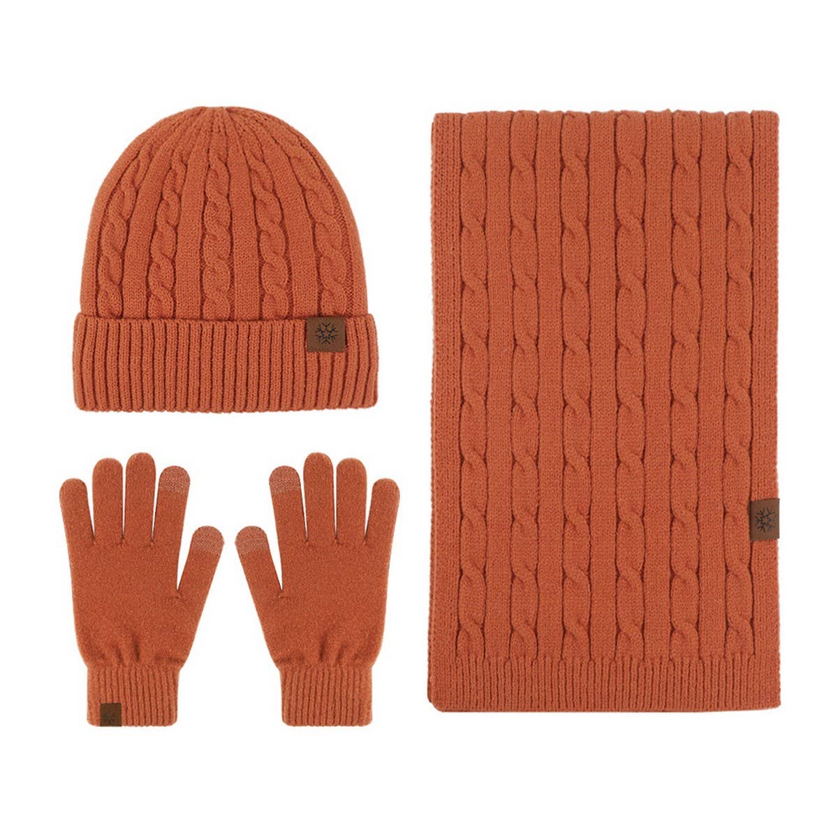 NEW KNITTED HAT, SCARF AND GLOVES THREE-PIECE SET