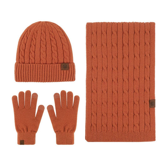 NEW KNITTED HAT, SCARF AND GLOVES THREE-PIECE SET
