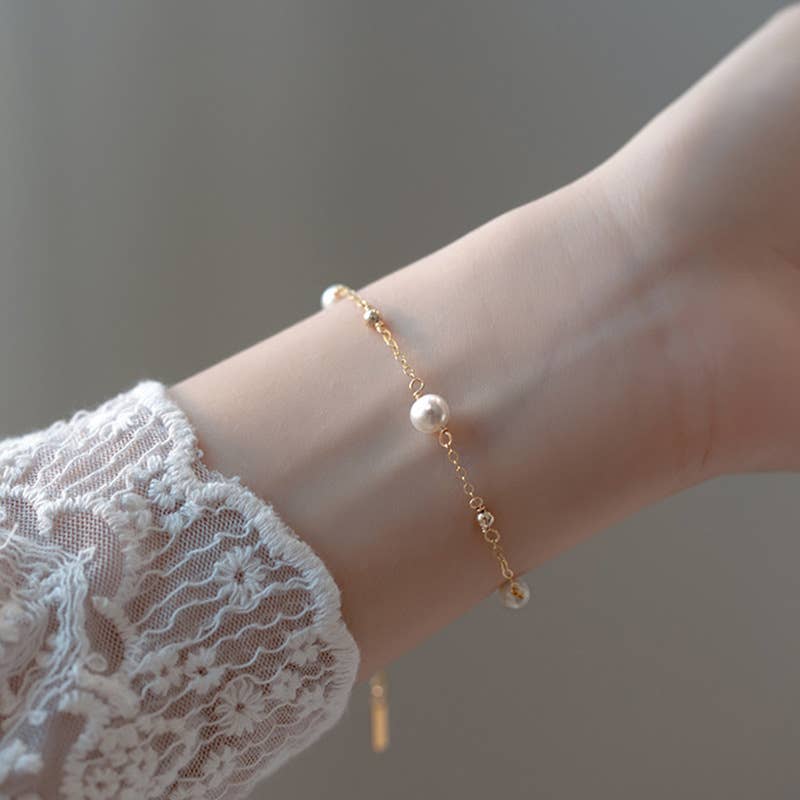 Freshwater pearl necklace collarbone chain