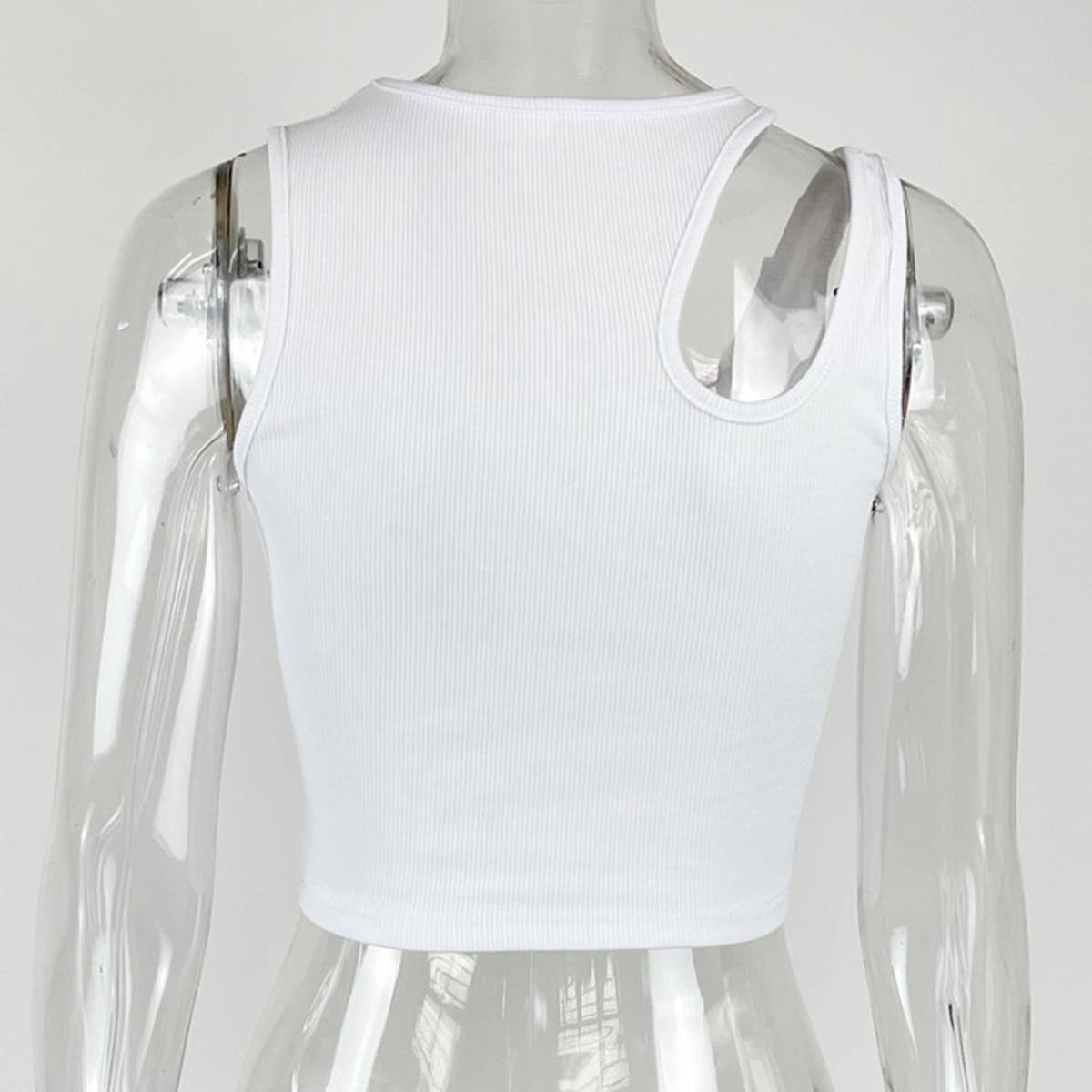 Hollow design sleeveless crew neck vest