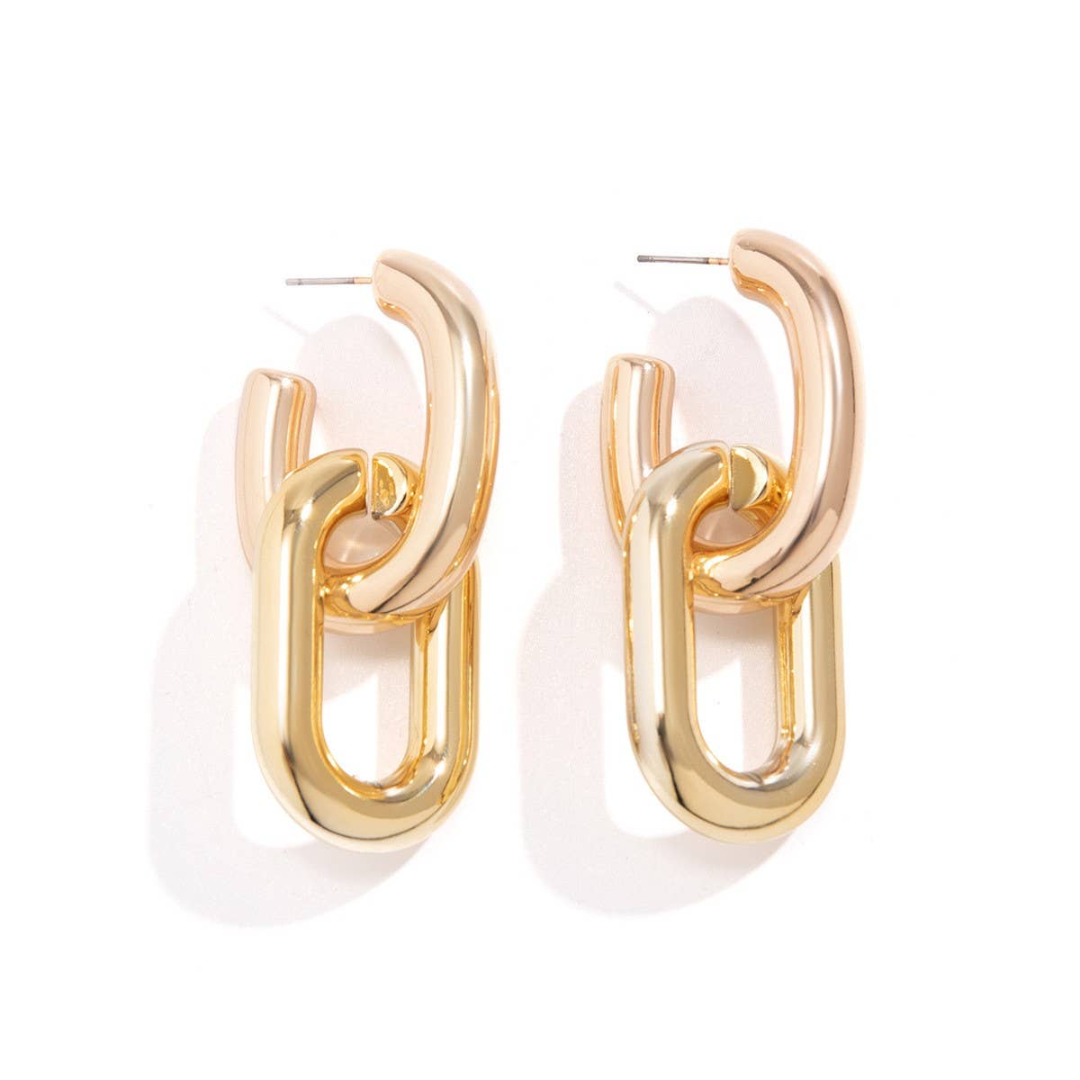 METAL WIND CIRCULAR RING THICK CHAIN EARRINGS