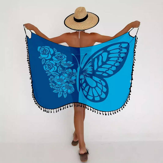 Multi-Way Tassel Beach Dress, Butterfly Mesh Cover