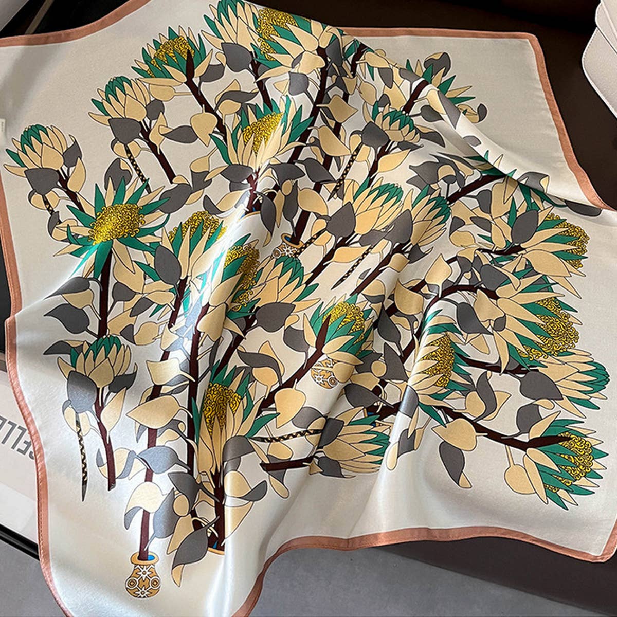 Fashionable Silk Scarf ? Floral Print Fall Winter