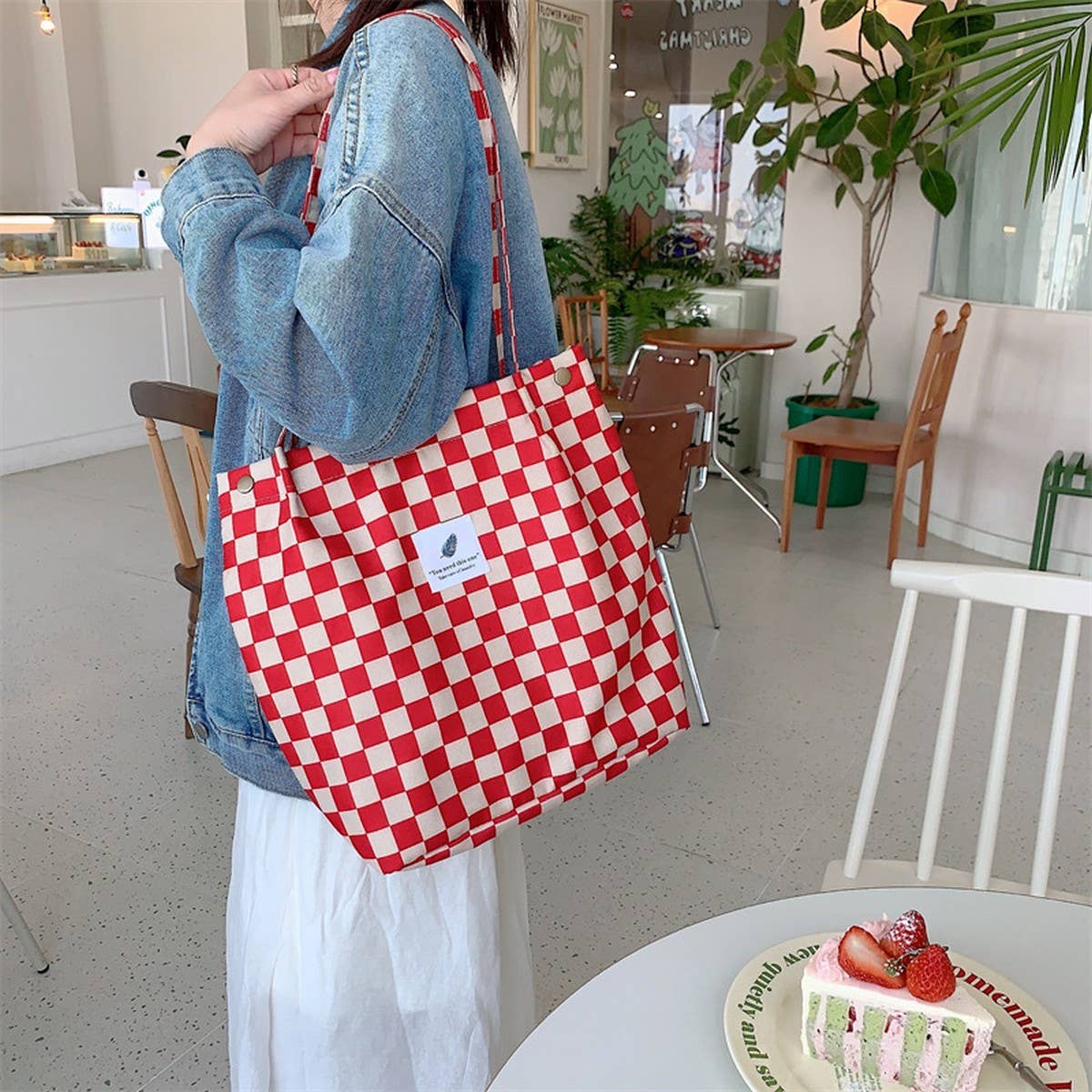 CWAB3899_CORDUROY SNAP-BUTTON LARGE-CAPACITY SHOULDER BAG