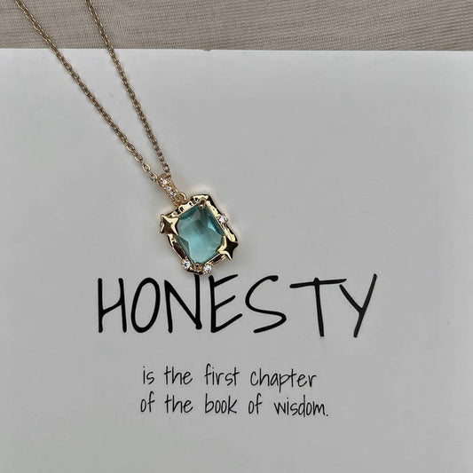 BLUE ZIRCON SQUARE STAR NECKLACE_CWAJE1254