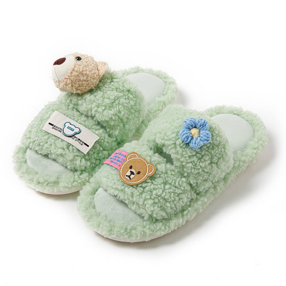 HOME DOUBLE BAR CARTOON OPEN COTTON SLIPPERS