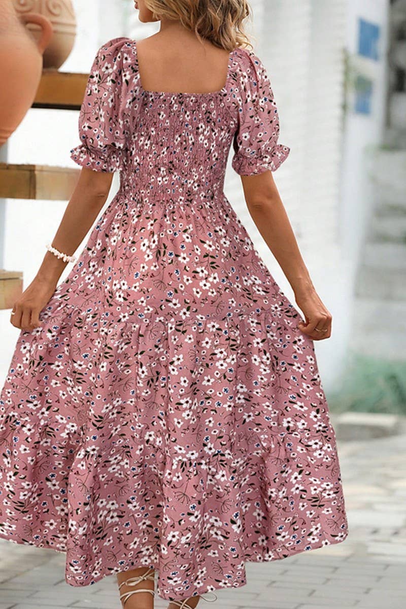 CWDMD5703_SUMMER TEMPERAMENT WAIST SHORT SLEEVE DRESS